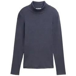 TOM TAILOR Damen Langarmshirt mit Rollkragen, blau, Uni, Gr. XXL