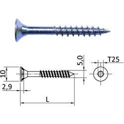 1000 Stück JD Spanplattenschrauben I-Stern (Torx) Ø 5,0 mm L: 25 mm