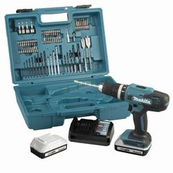 Makita - 18V Schlagbohrschrauber, li-ion 2 Ah, mit zwei Akkus + Ladegerät und Zubehörkoffer.