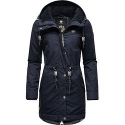 Winterjacke RAGWEAR "YM-Canny", Damen, Gr. XS (34), blau (marine), Außenmaterial: 65% Polyester, 35% Baumwolle, Innenfutter: 100% Polyester, Wattierung: 100% Polyester, casual, tailliert Po-bedeckend, Langarm verstellbar Rippstrickbündchen mit Druckknöpfen,verstellbar, Jacken, stylischer Damen Kurzmantel Parka mit Kapuze