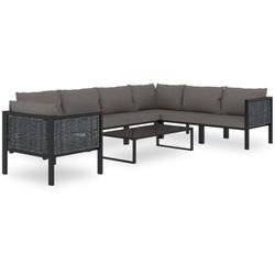 8-tlg. Garten-Lounge-Set mit Auflagen Poly Rattan Anthrazit Vidaxl