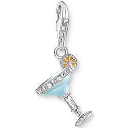 Charm-Einhänger THOMAS SABO "Cocktail blau, 1930-041-7", blau (silberfarben, weiß, hellblau, orange, weiß), Charms, Damen, Silber 925 (Sterlingsilber), mit Zirkonia (synth.)