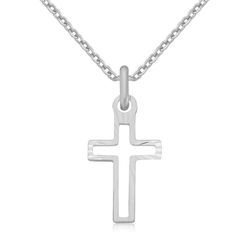 Kette mit Anhänger FIRETTI "Schmuck Geschenk Silber 925 Halsschmuck Halskette Ankerkette Kreuz", silber (silberfarben), Halsketten, Damen, Silber 925 (Sterlingsilber), L: 45cm, Silber 925 (Sterlingsilber)