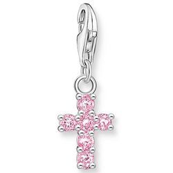 Charm-Einhänger THOMAS SABO "Kreuz Silber, 2032-051-9", bunt (silberfarben, pink, pink), Charms, Damen, Silber 925 (Sterlingsilber), mit Zirkonia (synth.)