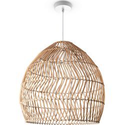 Pendelleuchte PACO HOME "ORNA" Lampen Gr. Ø 40cm H: 41cm, weiß Pendellampe Rattan Korb Boho Modern Esszimmerlampe Natur Vintage E27