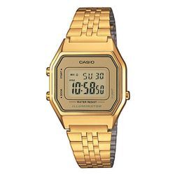 Chronograph CASIO VINTAGE "LA680WEGA-9ER", gold (goldfarben), Armbanduhren, Damen, Quarzuhr, Armbanduhr, Damenuhr, digital, Datum, Stoppfunktion