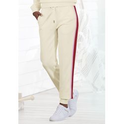 Sweatpants VIVANCE, Damen, Gr. 32/34, N-Gr, beige (creme), Sweatware, Obermaterial: 60% Baumwolle, 40% Polyester, modisch, Basic schmal lang, Hosen, Sweathose mit kontrast Einsätzen, Loungeanzug