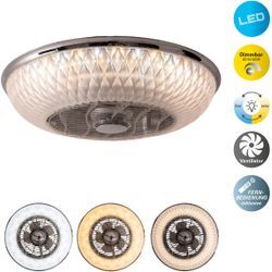 NÄVE LED Deckenleuchte "Viento Deckenventilator", Deckenlampe, Ventilator, CCT, dimmbar, Fernbedienung, Batterien, Lampen, transparent, Ø 55,00cm H: 20,00cm