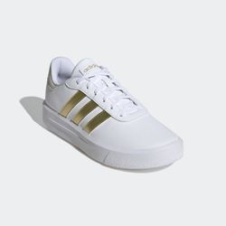 Sneaker ADIDAS SPORTSWEAR "COURT PLATFORM" Gr. 41, weiß (cloud weiß, gold metallic, orbit grau) Schuhe