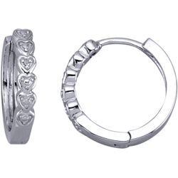 Paar Creolen FIRETTI "Schmuck Geschenk Silber 925 Ohrschmuck Ohrringe Herzen", silber (silberfarben), Ohrringe, Damen, 0,01 ct P3 = leicht erkennbare Einschlüsse, Silber 925 (Sterlingsilber)-Diamanten, Silber 925 (Sterlingsilber), Diamanten, mit Diamant