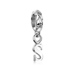 Charm-Einhänger NENALINA "Buchstabe Bead Anhänger Initialen 925 Silber", silber, Charms, Damen, S, S, Silber 925 (Sterlingsilber)