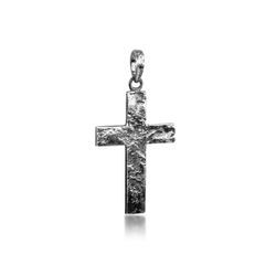 Ketten-Anhänger KUZZOI "Herren Kreuz Matt Gehämmert 925 Silber" Schmuckanhänger Gr. OneSize, ohne Stein, Silber 925 (Sterlingsilber), schwarz (schwarz, schwarz) Herren