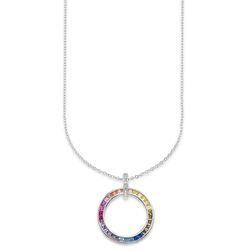 Kette mit Anhänger BRUNO BANANI "Schmuck Geschenk Silber 925 Halsschmuck Halskette Regenbogen" Halsketten Gr. Silber 925 (Sterlingsilber), L: 48cm B: 1,4mm, silberfarben (silberfarben-mehrfarbig) Damen mit Zirkonia (synth.)