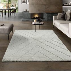 Teppich THE CARPET "Bahar Shaggy", beige (creme), B:240cm H:30mm L:340cm, Polypropylen, Teppiche, Shaggy eleganter Wohnzimmer Teppich Hochflor