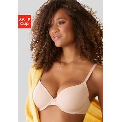 Schalen-BH LASCANA "Ela - perfect basic" Gr. 70, Cup E, braun (toffee), Damen, Obermaterial: 82% Polyamid (TACTEL), 18% Elasthan (LYCRA), BHs, mit Bügel aus seidiger Microfaser