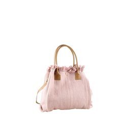 Schultertasche "Provence", Damen, Gr. B/H/T: 50cm x 33cm x 12cm one size, rosa, Baumwolle, COLLEZIONE ALESSANDRO, Taschen Beuteltasche, mit echt Leder Henkeln