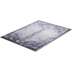 Fußmatte GRUND "Willkommen" Teppiche Gr. B: 60cm, 8mm, L: 85cm, grau Schmutzfangläufer Schmutzfangmatte, mit Spruch, In- und Outdoor geeignet, waschbar