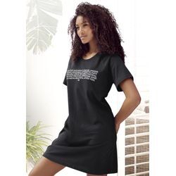 Bigshirt KANGAROOS, Damen, Gr. 32/34, schwarz, Single Jersey, Obermaterial: 100% Baumwolle, bedruckt, sportlich, lässig geschnitten mini, Rundhals, Kurzarm Raglanärmel, Shirts Nachthemd Sleepshirt, mit Slogan-Frontdruck