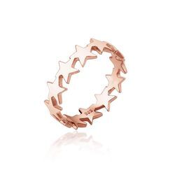 Fingerring ELLI "Sterne Star Astro 925 Silber" Gr. 52, rosa (rosegold), Fingerringe, Damen, 52mm, ohne Stein, Silber 925 (Sterlingsilber), 5mm