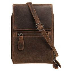 Umhängetasche BAGAN, Damen, Gr. B/H/T: 17cm x 12cm x 3cm onesize, braun, Leder, unifarben, Taschen, echt Leder