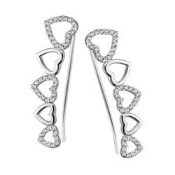 Paar Ohrhänger FIRETTI "Schmuck Geschenk Silber 925 Ohrschmuck Ohrhaken Ear Cuffs Herz", silber (silberfarben, kristallweiß, kristallweiß), Ohrringe, Damen, Silber 925 (Sterlingsilber), mit Zirkonia (synth.)