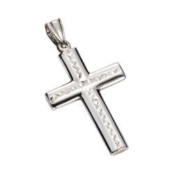 Ketten-Anhänger VIVANCE "925 Silber rhodiniert Kreuz", weiß (weiß, weiß), Schmuckanhänger, Damen, ONE-SIZE, Silber 925 (Sterlingsilber), 1,4 g