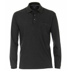 Langarm-Poloshirt CASAMODA "CASAMODA Polo-Shirt Langarm gestreift" Gr. 6XL, grau (dunkelgrau) Herren Shirts