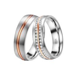 Trauring DOOSTI "Schmuck Geschenk Edelstahl Trauring Ehering Partnerring LIEBE" Gr. 52, rosa (edelstahlfarben, roségoldfarben), Fingerringe, 52, ohne Zirkonia, Edelstahl, 6mm, wahlweise mit oder ohne Zirkonia