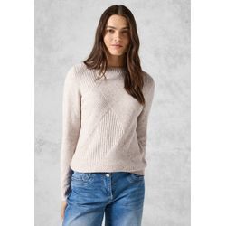 Strickpullover CECIL Gr. L (42), beige (alabaster melange) Damen Pullover mit Rundhalsausschnitt