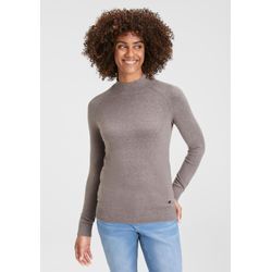 Stehkragenpullover H.I.S, Damen, Gr. 32/34, grau (anthrazit), Strick, Obermaterial: 50% Viskose, 28% Polyester, 22% Polyamid, unifarben, Basic, figurumspielend, Langarm Raglanärmel, Pullover, mit Turtleneck