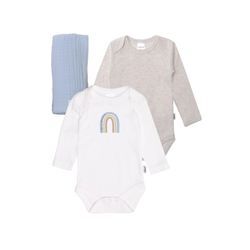 Erstausstattungspaket LILIPUT "Regenbogen", Baby, Gr. 50/56, grau (weiß, grau), 100% Baumwolle, casual, KOB Set-Artikel, mit niedlichem Print auf dem Body