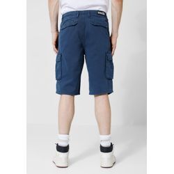 Cargobermudas STREET ONE MEN, Herren, Gr. 30, Kurz, blau (indigo blau), Web, 100% Baumwolle, unifarben, casual, regular fit knielang, Hosen, mit Cargo Taschen