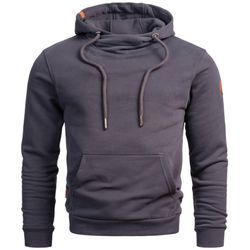 Kapuzenpullover ALESSANDRO SALVARINI "ASRemii", Herren, Gr. S (48), grau (anthrazit), Obermaterial: 65% Baumwolle, 35% Polyester, Pullover, Hoodie mit Kapuze