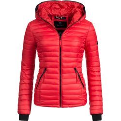 Steppjacke NAVAHOO "Kimuk", Damen, Gr. L, rot, Obermaterial: 100% Nylon, Futter: 100% Polyester, Wattierung: 100% Polyester, Ärmelfutter: 100% Polyester, casual, figurbetont hüftlang, Langarm Ärmel ohne Ärmelschlitz Rippstrickbündchen kontrastfarben, Jacken, leichte Übergangsjacke mit Kapuze