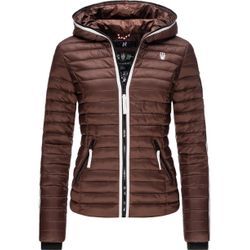 Steppjacke NAVAHOO "Kimuk Prc", Damen, Gr. M (38), braun, Oberstoff: 100% Nylon, Futter: 100% Polyester, Wattierung: 100% Polyester, Ärmelfutter: 100% Polyester, casual, figurbetont hüftlang, Langarm Ärmel ohne Ärmelschlitz Rippstrickbündchen kontrastfarben, Jacken, leichte Übergangsjacke mit Kapuze