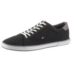 Sneaker TOMMY HILFIGER "H2285ARLOW 1D", Herren, Gr. 46, schwarz (schwarz, grau), Textil, sportlich, Schuhe, mit seitlichem Logoflag, Freizeitschuh, Halbschuh, Schnürschuh