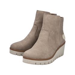 Keilstiefelette RIEKER, Damen, Gr. 41, beige, Nubuklederimitat, unifarben, feminin, Schuhe, Keilboots, Plateau-Stiefelette mit Innenreißverschluss, schmale Form