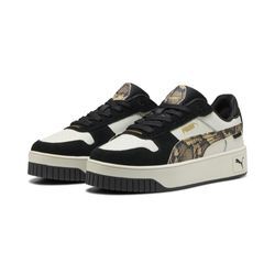 Sneaker PUMA "Carina Street Snake Chic Sneakers Damen" Gr. 35.5, vapor gray schwarz gold, Obermaterial: Synthetik, Kuhleder, Textil; Futter: Textil; Innensohle: Textil; Laufsohle: Gummi, Schuhe