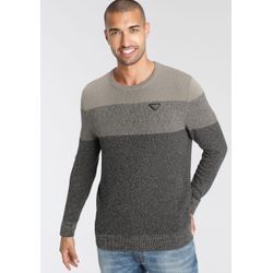 Strickpullover BRUNO BANANI, Herren, Gr. M (48/50), beige (sand), Obermaterial: 50% Baumwolle, 50% Polyacryl, casual, Basic schmal, Rundhals, Langarm Bündchen, Pullover, im modischem Look