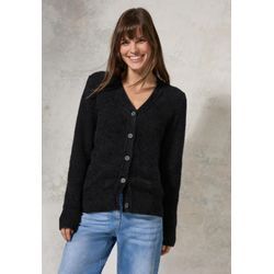 Cardigan CECIL, Damen, Gr. XL (44), schwarz, Web, 68% Baumwolle, 32% Polyester, unifarben, casual, normal normal, V-Ausschnitt, Langarm Bündchen, Strickjacken, mit V-Ausschnitt