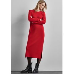 Midikleid STREET ONE Gr. 38, EURO-Größen, rot (autumn rot), Damen, Stoff, 64% Viskose, 33% Polyester, 3% Elasthan, unifarben, Kleider, mit Rundhalsausschnitt