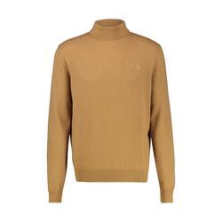 Strickpullover LERROS "LERROS Schurwoll-Rollkragenpullover mit Kaschmiranteil" Gr. L, beige (bold camel) Herren Pullover