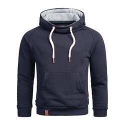 Kapuzenpullover ALESSANDRO SALVARINI "ASBeeno", Herren, Gr. L (52), blau (navy), Obermaterial: 65% Baumwolle, 35% Polyester, Pullover, mit Kapuze