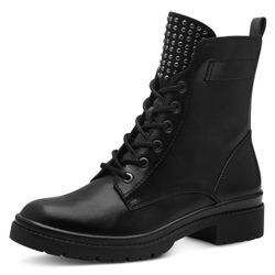 Schnürstiefelette TAMARIS Gr. 37, schwarz Damen Schuhe Blockabsatz, Schnürboots, Bikerboots mit Nieten besetzt