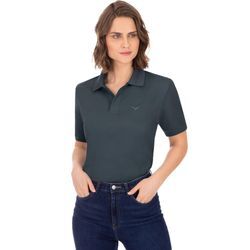 Poloshirt TRIGEMA "TRIGEMA DELUXE Piqué" Gr. L, grau (anthrazit) Damen Shirts