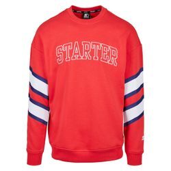 Rundhalspullover STARTER BLACK LABEL "Starter Black Label Herren Starter Team Front Crew", Herren, Gr. S, rot (starter rot), 65% Baumwolle, 35% Polyester, mehrfarbig, casual, loose fit, Rundhals, Langarm, Pullover