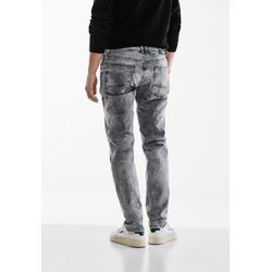 Gerade Jeans STREET ONE MEN Gr. 31, Länge 32, grau (light grau random wash), Herren, Web, 93% Baumwolle, 5% Elastomultiester, 2% Elasthan, unifarben mit Farbeinsätzen, Jeans, Middle Waist