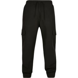 Jogginghose URBAN CLASSICS "Urban Classics Herren Comfort Military Pants", Herren, Gr. L, US-Größen, schwarz, 62% Viskose, 34% Polyester, 4% Elasthan, unifarben, relaxed fit, Hosen