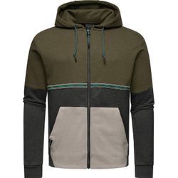 Kapuzensweatjacke RAGWEAR "Blocky" Gr. L (52), grün (olivgrün) Herren Sweatjacken Basic Sweatjacke mit Kapuze