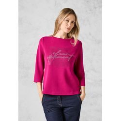 3/4-Arm-Shirt CECIL, Damen, Gr. L (42), pink (jewel pink), Stoff, 49% Polyester, 45% Modal, 6% Elasthan, bedruckt, casual, normal normal, U-Boot-Ausschnitt, 3/4-Ärmel Bündchen, Shirts, mit U-Boot-Ausschnitt